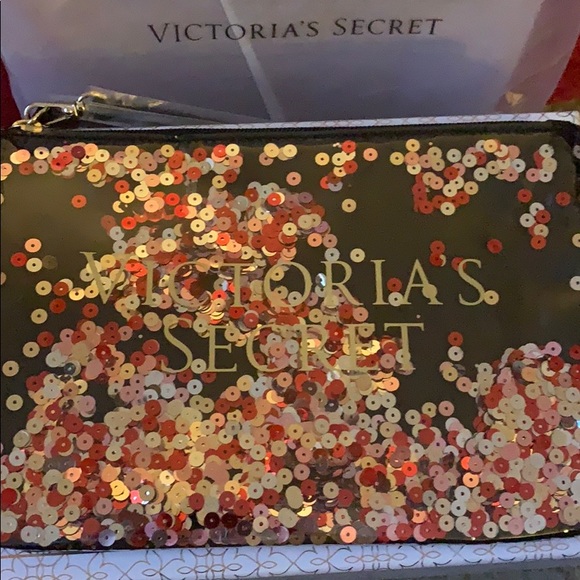 VICTORIAS SECRET Rare Floating Sequin Patent Bag - Picture 3 of 6